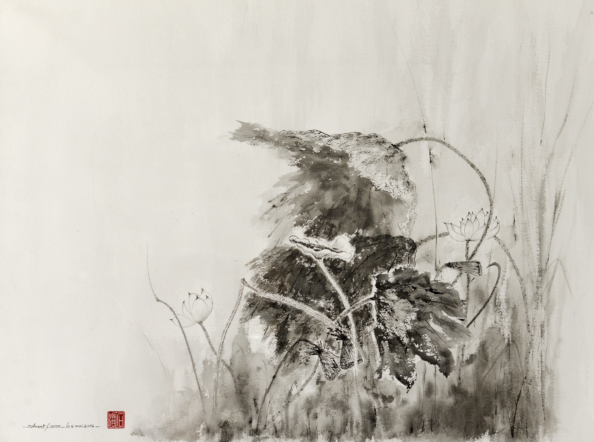 Robert Faure peintre sumi-e, peinture à l'encre de chine